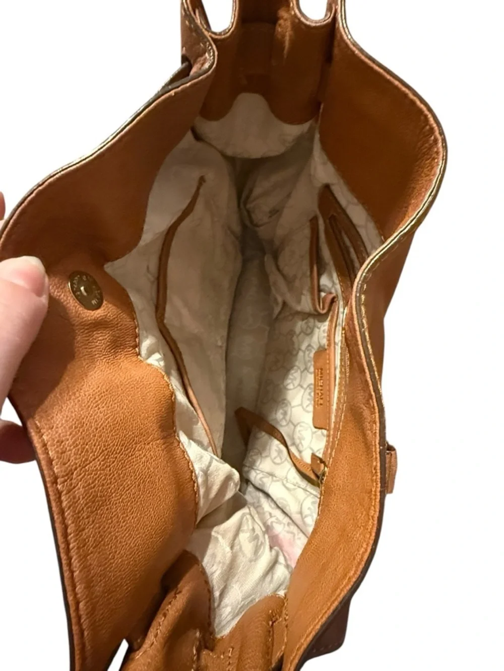 Michael Kors Tan Leather Satchel with Gold Hardware